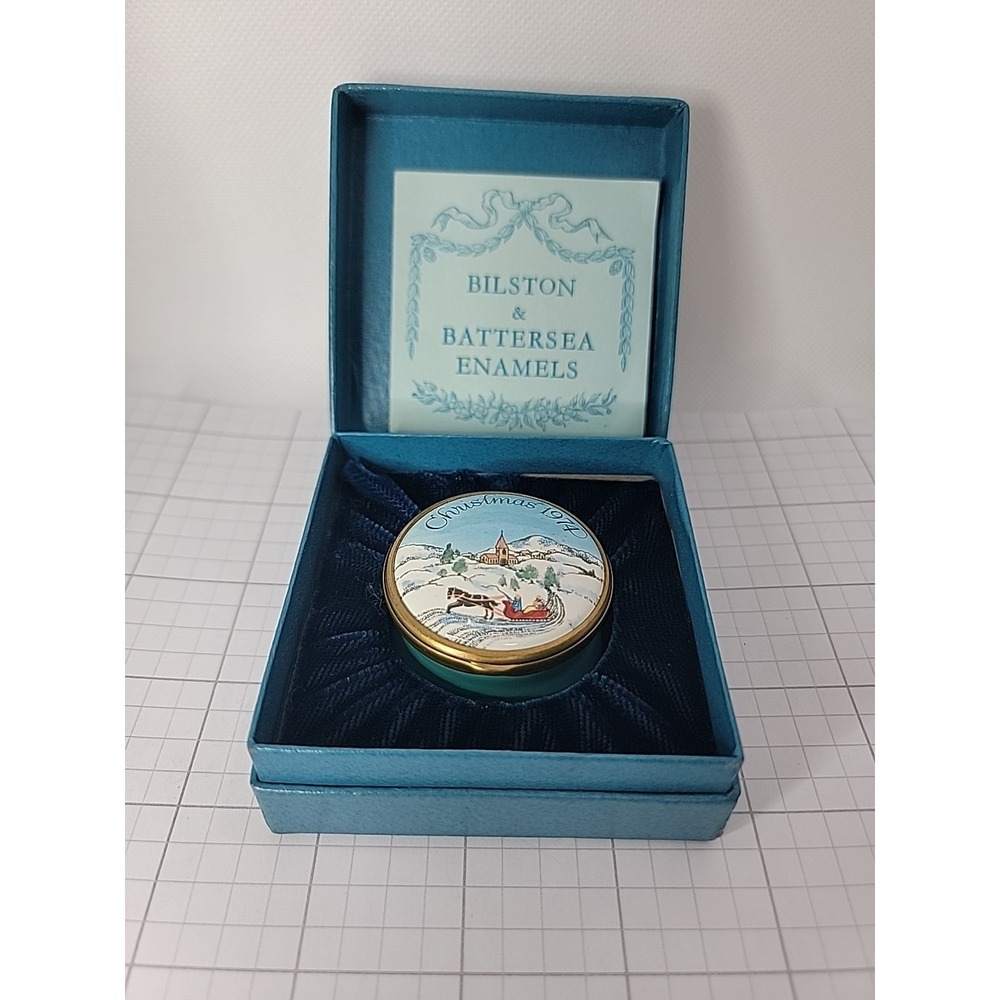Bilston & Battersea Christmas 1972‎ Enamel Trinket Box + Box & COA